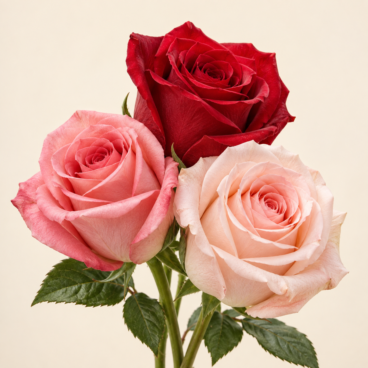 Fresh pink and red roses