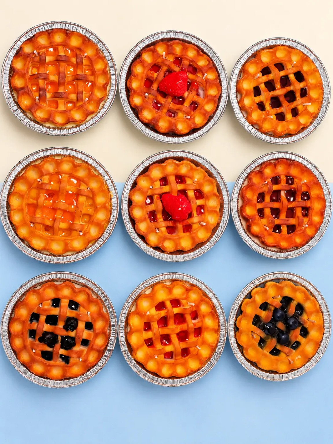 Assortment of handmade pie candles
