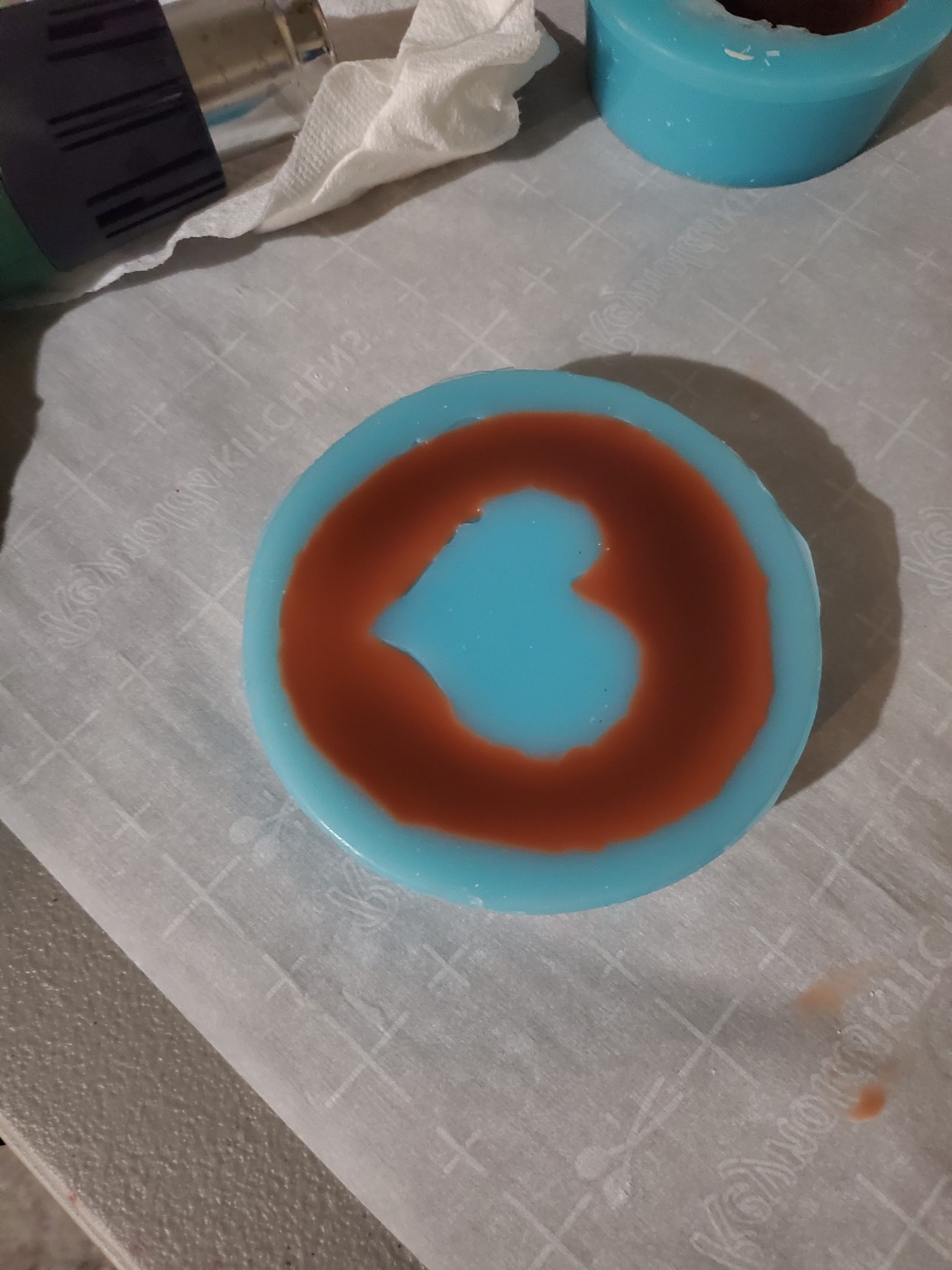 Heart-shaped candle center being molded